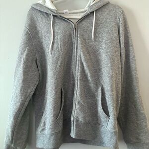 old navy grey zip up hoodie sweatshirt